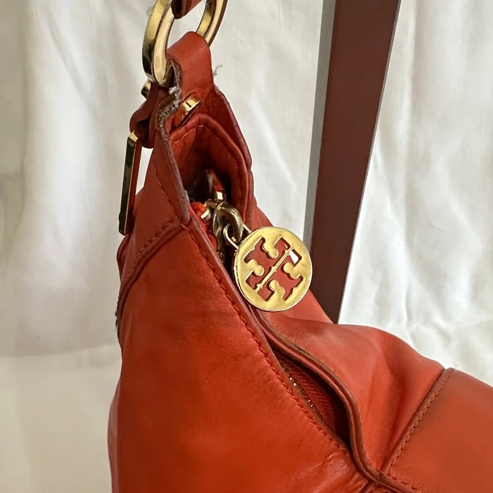 Tory Burch Vibrant Orange Leather Hobo Bag - Picture 8 of 16